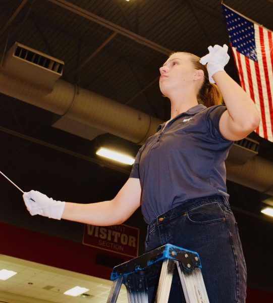 Drum Major, Kate Reynolds, 12, in action at the Keller Pep Rally on August 30, 2024.